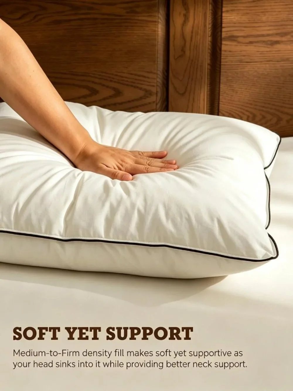 Cozy Goose Feather Down Pillows Set of 2, Ideal Support for Side Sleepers